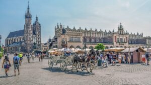 krakow, town square, poland