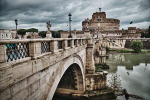 bridge, river, castel sant'angelo, landmark, monument, castle, ancient, historic, old, building, famous, mausoleum, fortress, tourism, city, reflection, water, mausoleum of hadrian, rome, italy, nature, europe, castle, rome, rome, rome, rome, rome