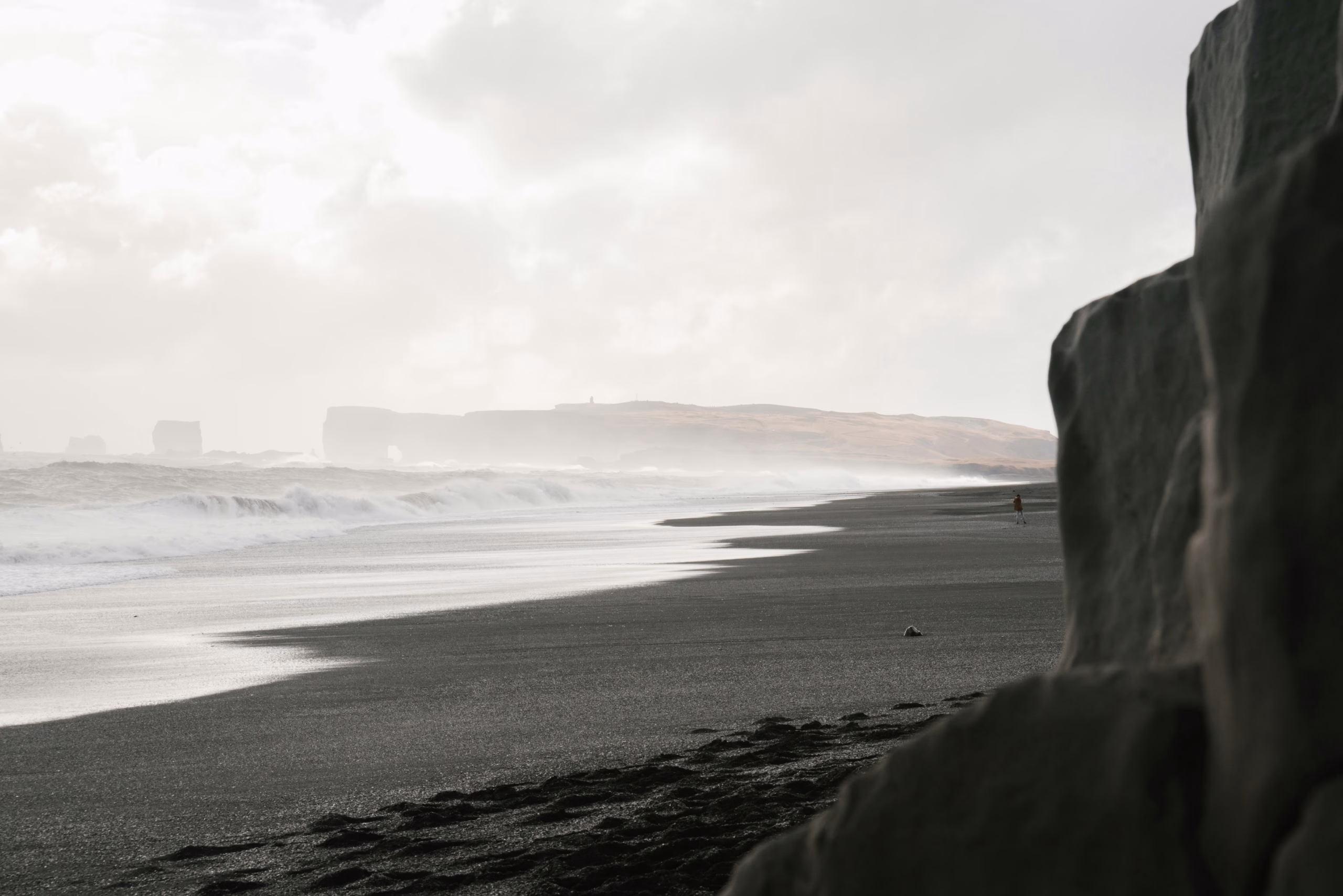 Skógafoss waterfall and Reynisfjara black sand beach on the South Coast of Iceland